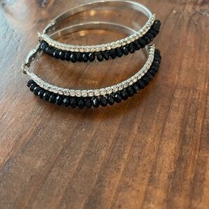 Elegant Black and Silver Hoop Earrings